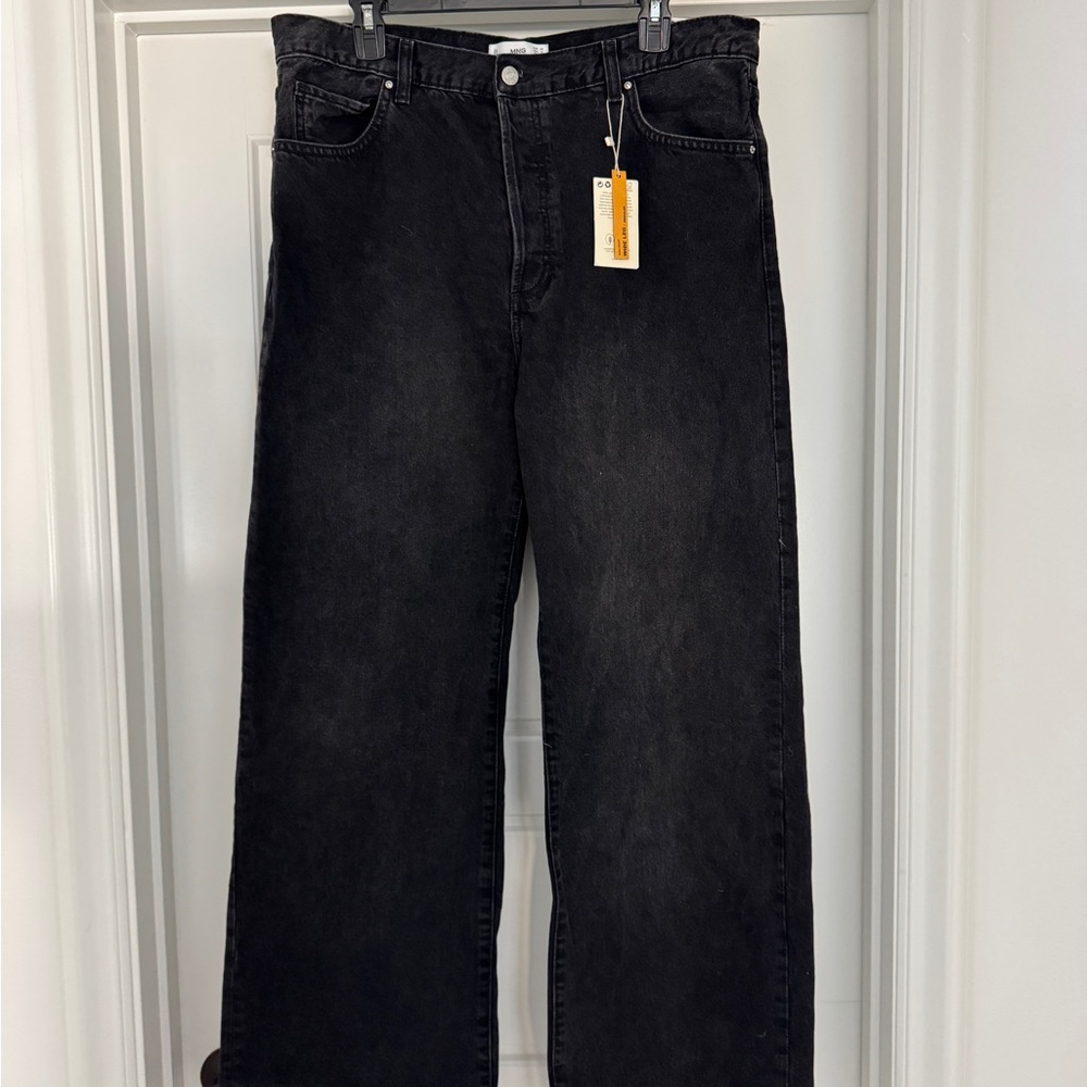 Mango NWT! High Rise Wide Leg Black Jeans